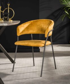 Køb Flush - 4 spisebordsstole i guldfarvet fløjl online billigt møbel