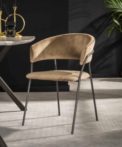 Køb Flush - 4 spisebordsstole i champagnefarvet fløjl online billigt møbel