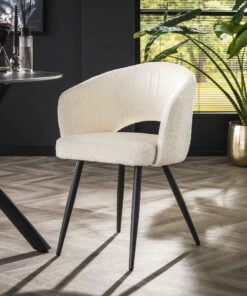 Køb Shetland - 2 Spisebordsstole i hvid Bouclè stof online billigt møbel