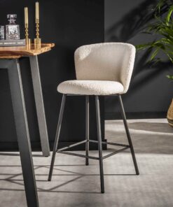 Køb Mayor - 4 Barstole i hvid bouclè online billigt møbel