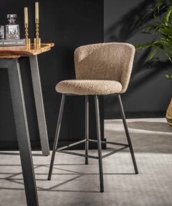 Køb Mayor - 4 Barstole i sandfarvet bouclè online billigt møbel