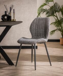 Køb Cole - 4 Spisebordsstole i grå Bouclè stof online billigt møbel