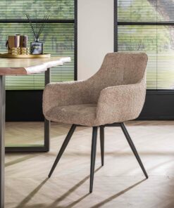 Køb Doblar - 2 Spisebordsstole i sandfarvet Bouclè stof med dreje funktion online billigt møbel