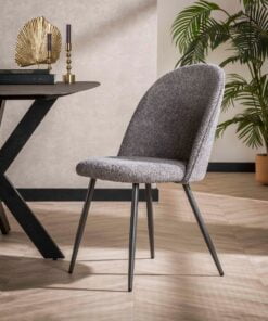 Køb Almeja - 2 Spisebordsstole i grå Bouclè stof online billigt møbel
