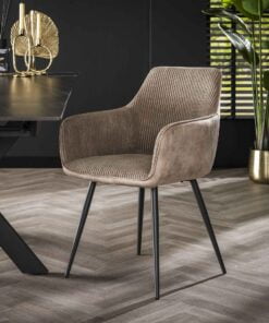 Køb Tinto - 2 Spisebordsstole i sandfarvet polyester med striber online billigt møbel