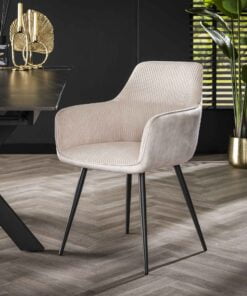 Køb Tinto - 2 Spisebordsstole i cremet grå polyester med striber online billigt møbel