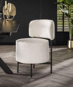 Køb Abuelo - 2 Spisebordsstole i hvidt Bouclè stof online billigt møbel