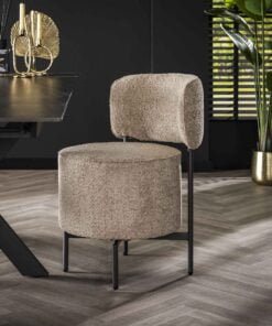 Køb Abuelo - 2 Spisebordsstole i sandfarvet Bouclè stof online billigt møbel