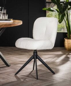 Køb Uno - 2 Spisebordsstole i hvid Bouclè stof online billigt møbel