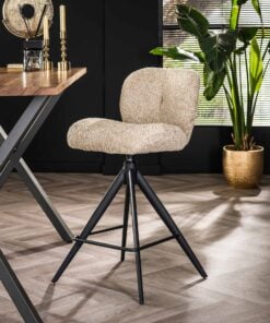 Køb Uno - 2 Barstole i sandfarvet Bouclè stof online billigt møbel