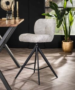 Køb Uno - 2 Barstole i sølvfarvet Bouclè stof online billigt møbel