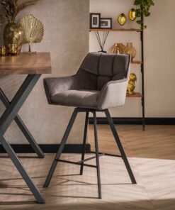 Køb Mojitos - 2 Barstole i antracitgrå fløjl online billigt møbel