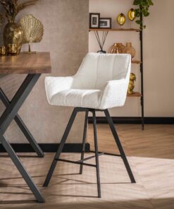 Køb Mojitos - 2 Barstole i hvid bouclè online billigt møbel