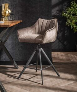 Køb Cubra - 2 Barstole i antracitgrå fløjl online billigt møbel