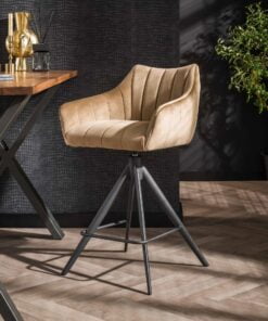 Køb Cubra - 2 Barstole i champagnefarvet fløjl online billigt møbel