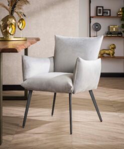 Køb Hilton - Spisebordsstol i sølvfarvet fløjl online billigt møbel