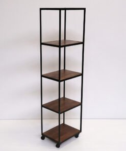 Køb Ironside - Reol med 5 hylder i rustikt metal og genbrugstræ online billigt møbel