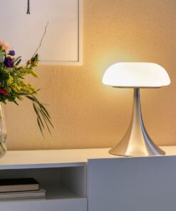 Køb Carrizal - bordlampe i stål og hvidt glas online billigt møbel