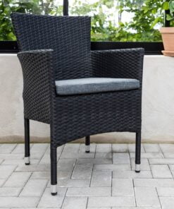 Køb Sapa - 2 spisebordsstole i sort kunstrattan online billigt møbel
