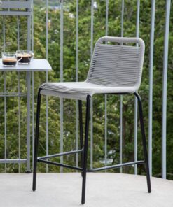 Køb Limo - 2 Barstole i sort metal og lysegråt sæde online billigt møbel