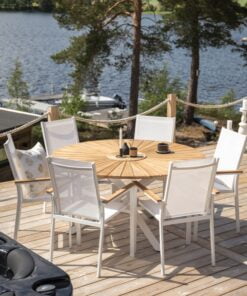 Køb Ponsa - Spisebord i teaktræ og hvid aluminium