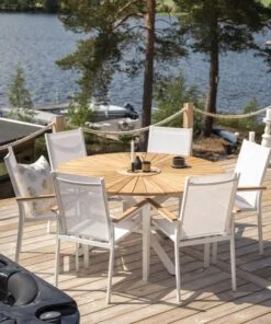 Køb Ponsa - Spisebord i teaktræ og hvid aluminium