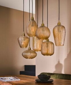 Køb Player - Loftlampe med syv forskellige glaskupler i ravfarvet glas Levering med pære(r) online billigt møbel