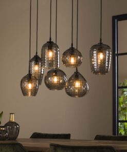 Køb Player - Loftlampe med syv forskellige røgfarvede grå glaskupler Levering med pære(r) online billigt møbel