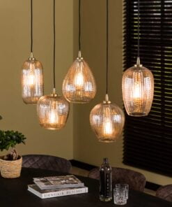 Køb Player - Loftlampe med fem forskellige glaskupler med diamantformet mønster Levering uden pære online billigt møbel