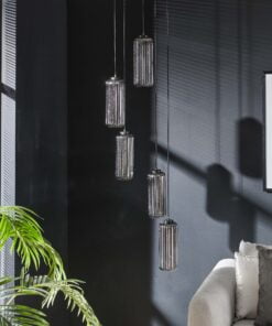 Køb Latur - Loftlampe med fem skærme i kromfarvet glas Levering uden pære online billigt møbel