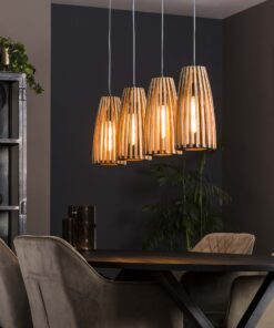 Køb Mangos - Loftslampe i massiv mangotræ med fire skærme Levering med pære(r) online billigt møbel