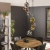 Køb Estrella - Loftlampe i patineret metal og syv glaskupler Levering uden pære online billigt møbel