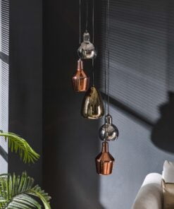 Køb Olympia - Loftlampe med fem glasskærme i forskellig finish Levering uden pære online billigt møbel