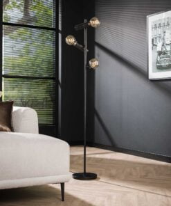 Køb Ekstras - Gulvlampe med tre skærme i sort metal Levering med pære(r) online billigt møbel