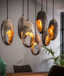 Køb Bullseye - Loftlampe i patineret gråt jern med 7 skærme Levering med pære(r) online billigt møbel