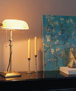 Køb Deed - Bordlampe i bronze og gult glas online billigt møbel
