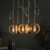 Køb Circle O - Rund loftlampe med 5 skærme i antik nikkel og stofledning Levering med pære(r) online billigt møbel