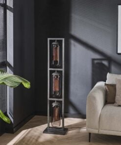 Køb Big-Smoke - Gulvlampe i røgfarvet glas og kobber