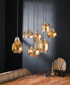 Køb Player - Loftlampe med syv forskellige ravfarvede glaskupler Levering med pære(r) online billigt møbel