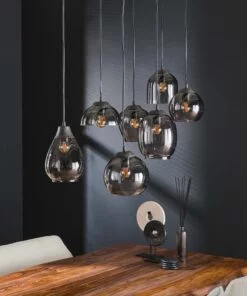 Køb Player - Loftlampe med syv forskellige kromfarvede glaskupler Levering med pære(r) online billigt møbel