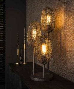 Køb Malla - Bordlampe med tre skærme i artic black metal Levering med pære(r) online billigt møbel