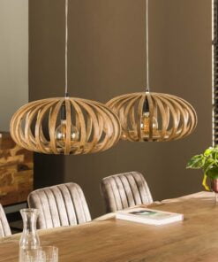 Køb Curvo - Loftlampe i mangotræ med to skærme Levering med pære(r) online billigt møbel