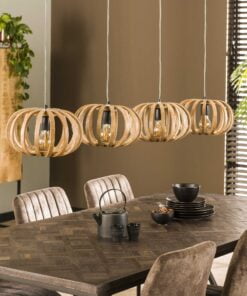 Køb Curvo - Loftlampe i mangotræ med fire skærme Levering uden pære online billigt møbel