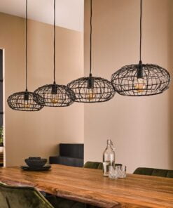 Køb Goaly - loftlampe i sort-brun metal med fire skærme Levering med pære(r) online billigt møbel