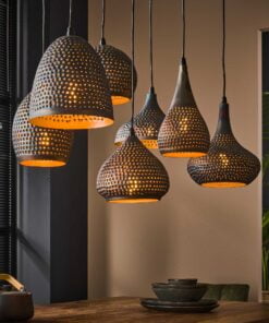 Køb Perfora - Loftlampe i sort-brun metal med syv forskellige skærme Levering med pære(r) online billigt møbel