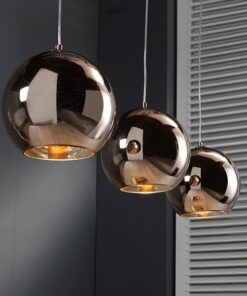 Køb Cooper - Loftlampe med tre kuppelformede glaslamper i kobber online billigt møbel