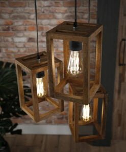 Køb Mangos - Loftlampe i massiv mangotræ med tre skærme Levering med pære(r) online billigt møbel