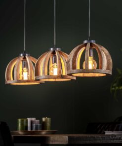 Køb Mangos - Loftslampe i massiv mangotræ med tre skærme Levering med pære(r) online billigt møbel