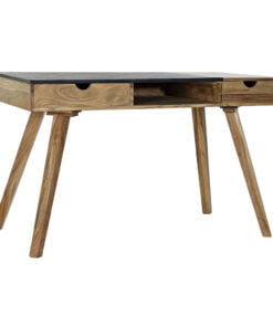 Køb Skrivebord med 2 skuffer i brun og sort akacietræ (120 x 60.5 x 76 cm) online billigt møbel
