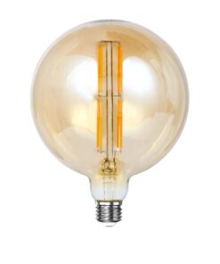 Køb Rund LED pære i ravfarvet glas